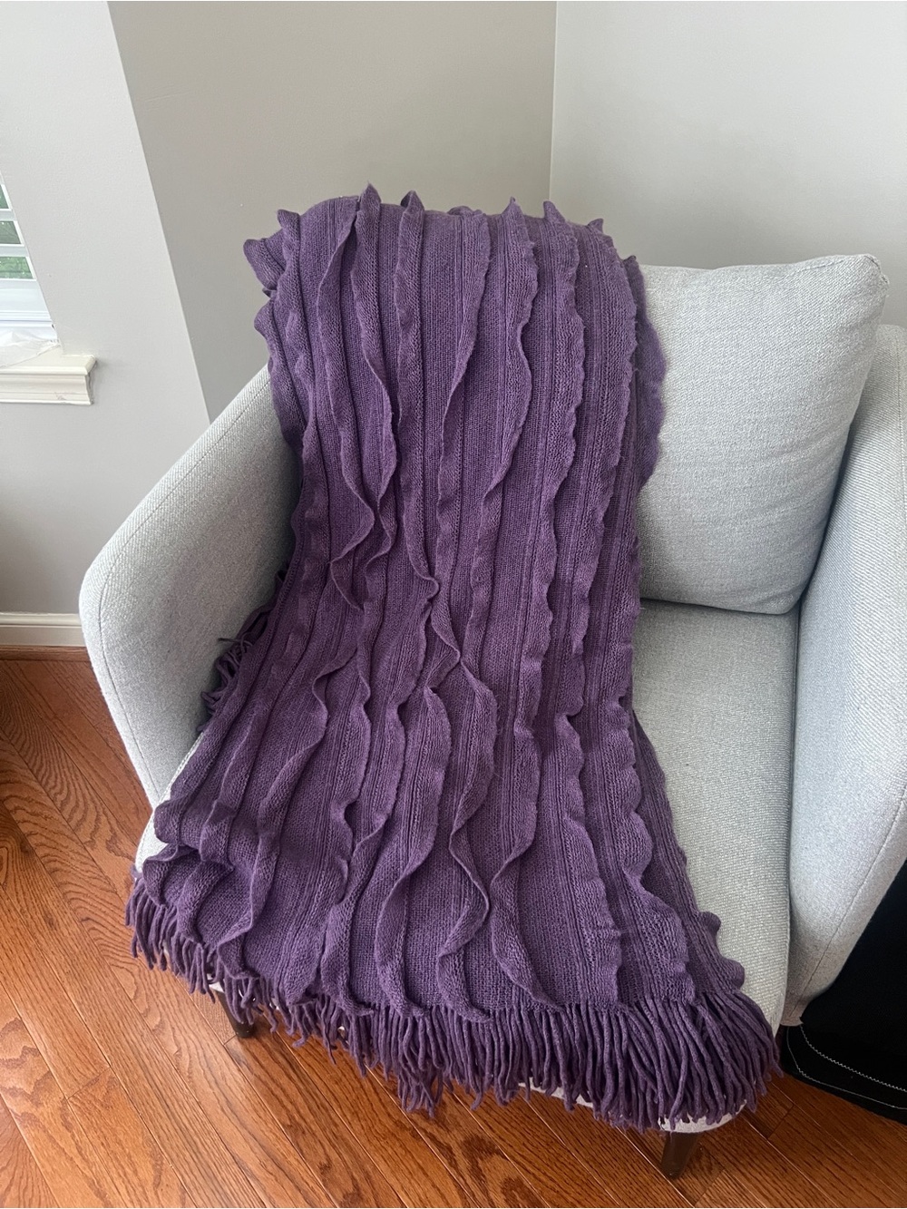 Cynthia Rowley Wavy Knit Throw Blanket - Purple